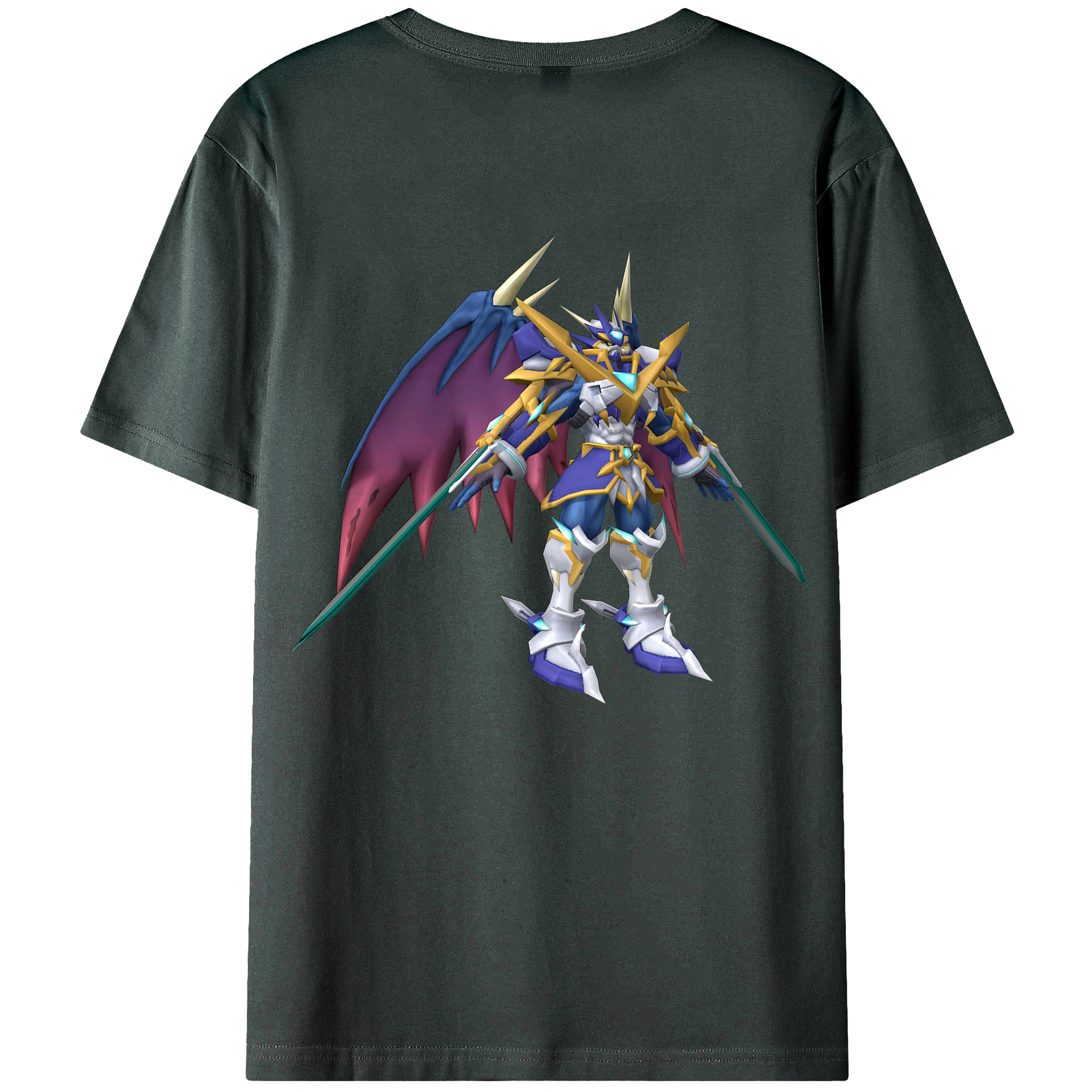 （画像用） Digimon デジタルモンスター/デジモン 綿100％ メンズ半袖Tシャツ（バックプリント） 通気性